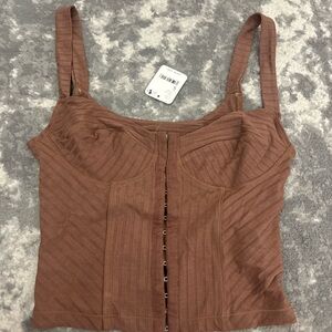 Free People Brown Ribbed Women's Top